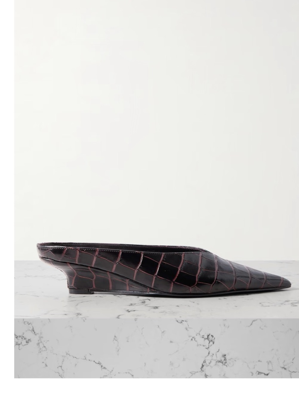 Toteme Croc-Embossed Brown Pointed Mules - Picture 3 of 3